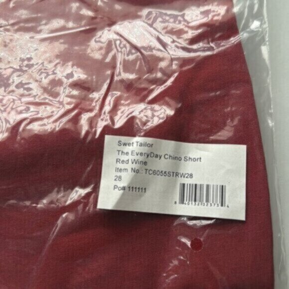 NWT Swet Tailor Men's Red Everyday Chino Short Size 28 - Picture 2 of 6